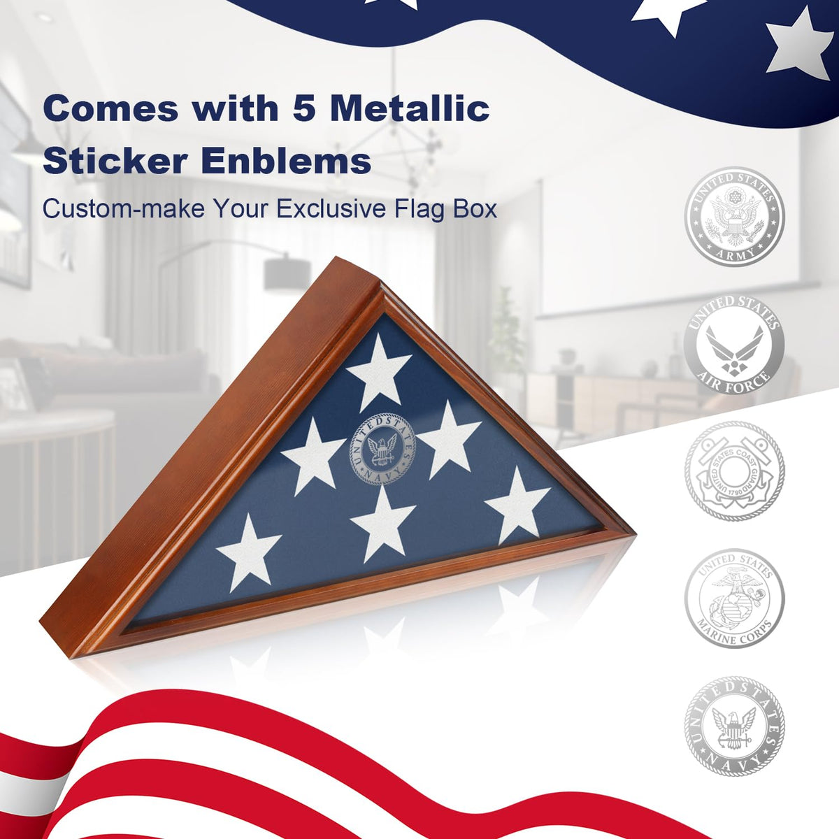 SHTALHST flag box emblem customization highlights personalized tribute for loved ones