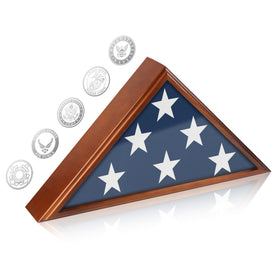 SHTALHST brown wood flag display case ideal for wall or tabletop veteran flag display