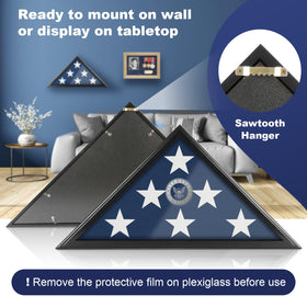 SHTALHST flag display case customization with army emblem adds personal tribute.