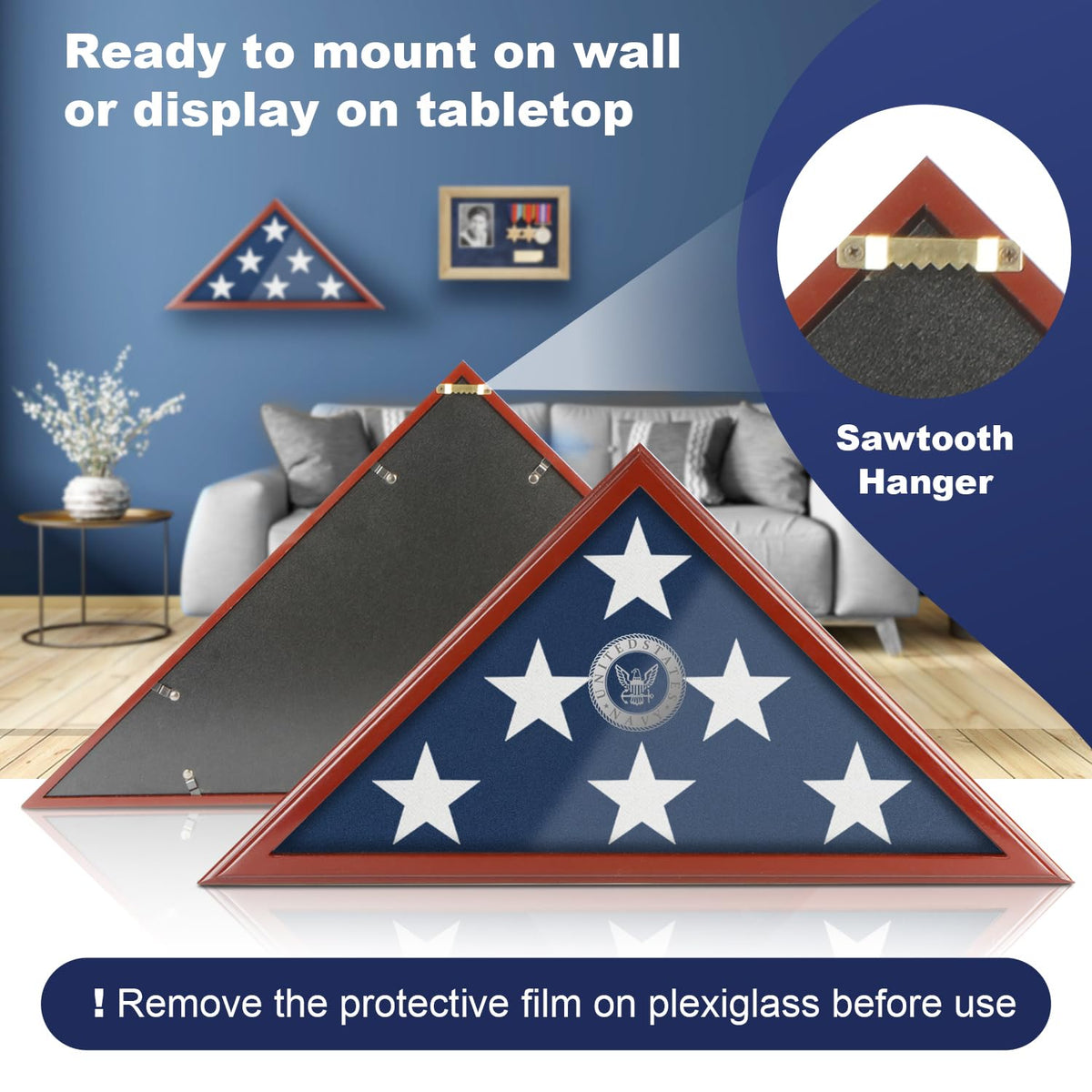 SHTALHST flag display case RBrown customization with army emblem add-on.