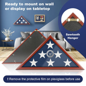 SHTALHST flag display case RBrown customization with army emblem add-on.