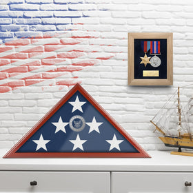 SHTALHST flag display case RBrown includes hardware and mounting details.