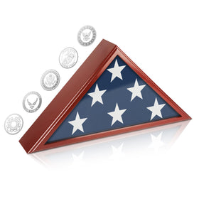 SHTALHST flag display case RBrown front view with wall mount option.