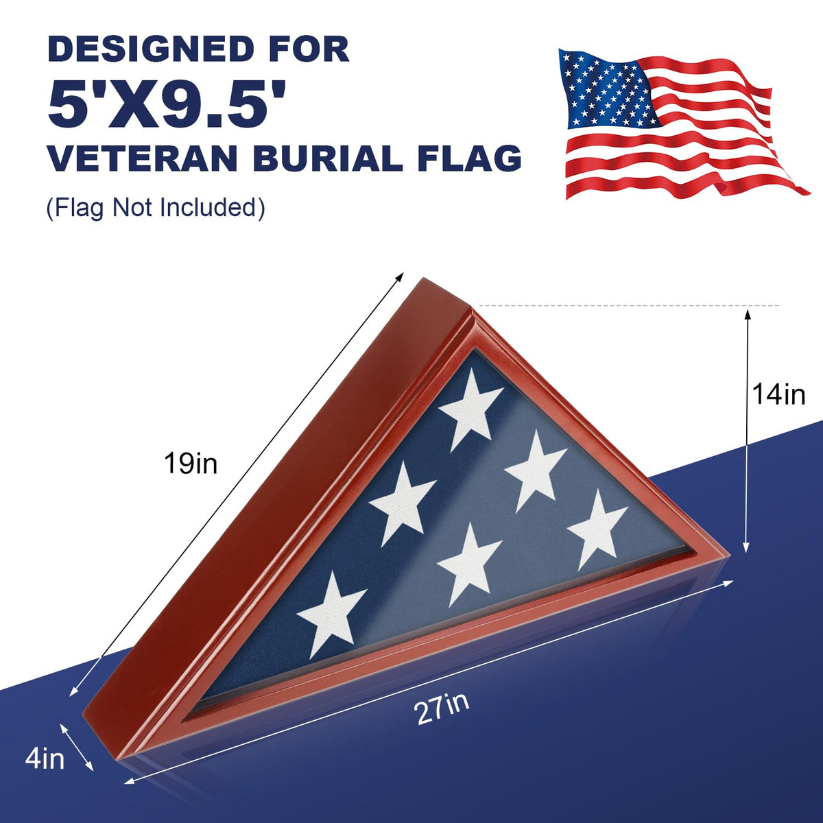 SHTALHST flag display case RBrown on tabletop setup for versatile display.