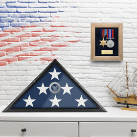 SHTALHST flag display case tabletop display demonstrates versatile placement options.