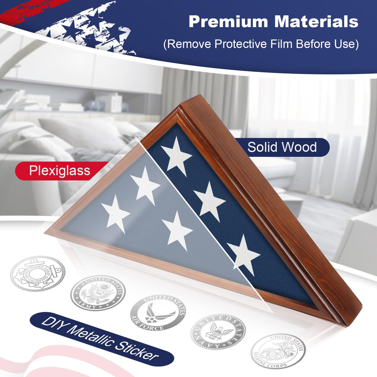 SHTALHST wall-mount back panel with hardware enables easy placement in home tribute spaces
