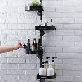Shuang Qing 4-tier corner shower caddy with tension pole for clutter-free storage