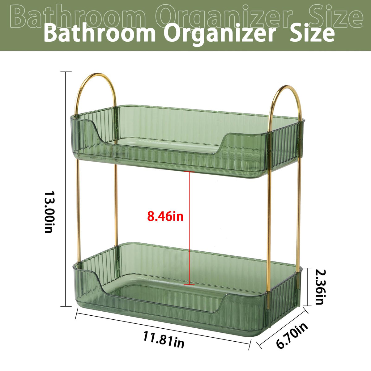 Shuang Qing kitchen spice rack 2-tier green organizes bottles and condiments.