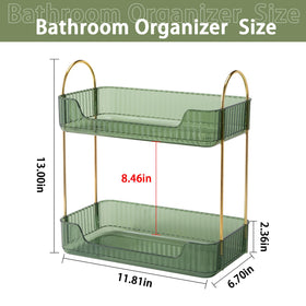 Shuang Qing kitchen spice rack 2-tier green organizes bottles and condiments.