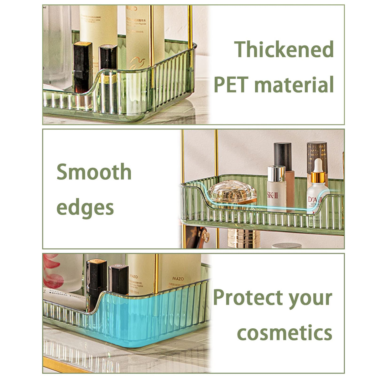 Shuang Qing makeup tray 2-tier keeps brushes and palettes within easy reach.