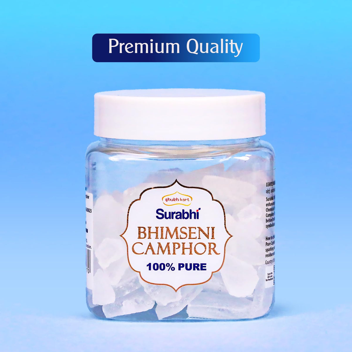 Shubhkart Bhimseni Camphor tablet closeup shows solid form.