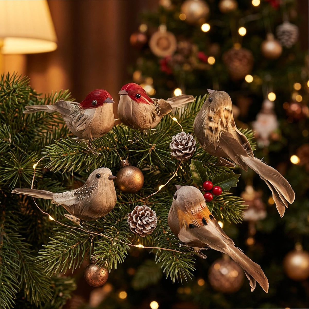shuielai metal clip-on bird keeps decor secure on branches.