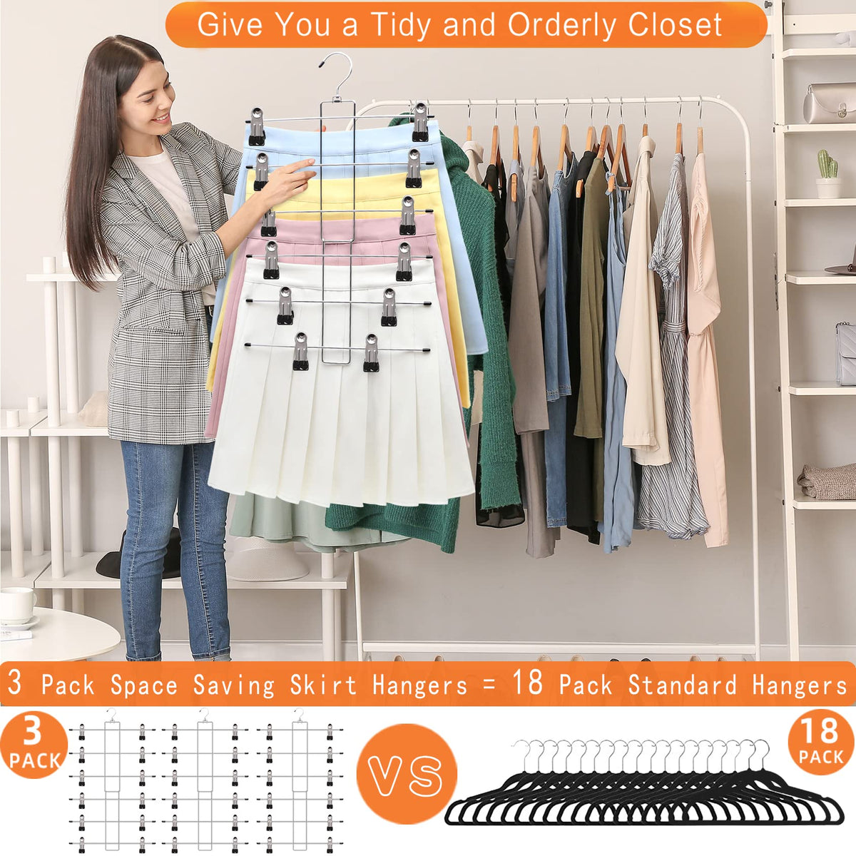 SHUKEEKA adjustable non-slip clips keep fabrics wrinkle-free.