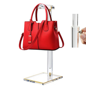 SHUNKAIZS acrylic purse display stand; adjustable height for versatile bag presentation