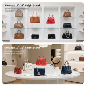 SHUNKAIZS clear acrylic stand showcases bags with seamless, luxury presentation.