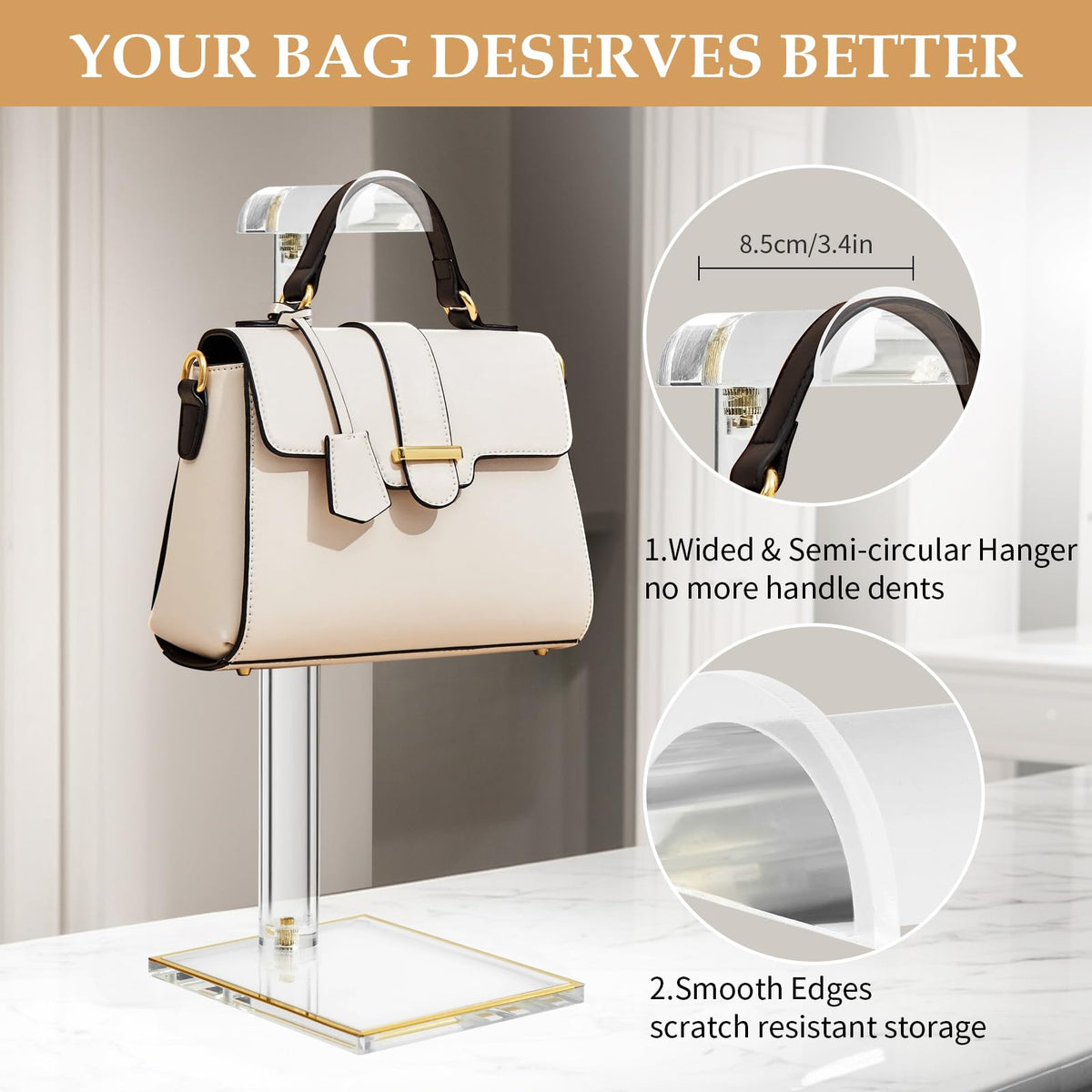 SHUNKAIZS curved hooks protect bags and maintain shape with gentle weight distribution