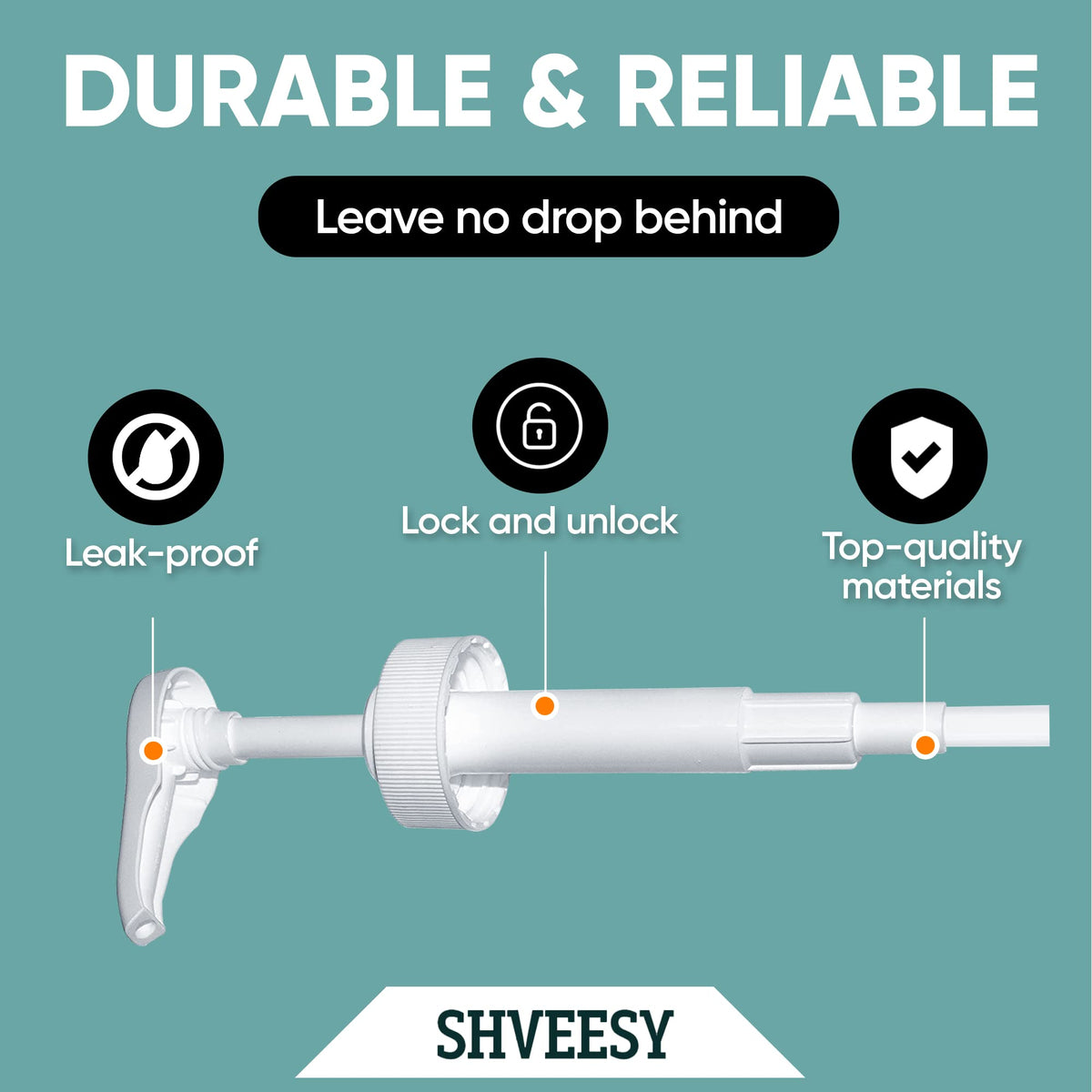 Shveesy pump prevents drips and waste during refills.