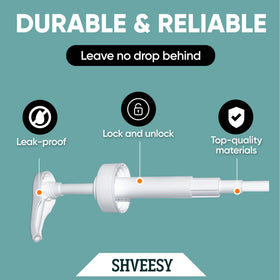 Shveesy pump prevents drips and waste during refills.