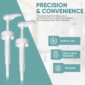 Shveesy gallon pump dispenser on a glass bottle demonstrates clean, controlled dispensing.