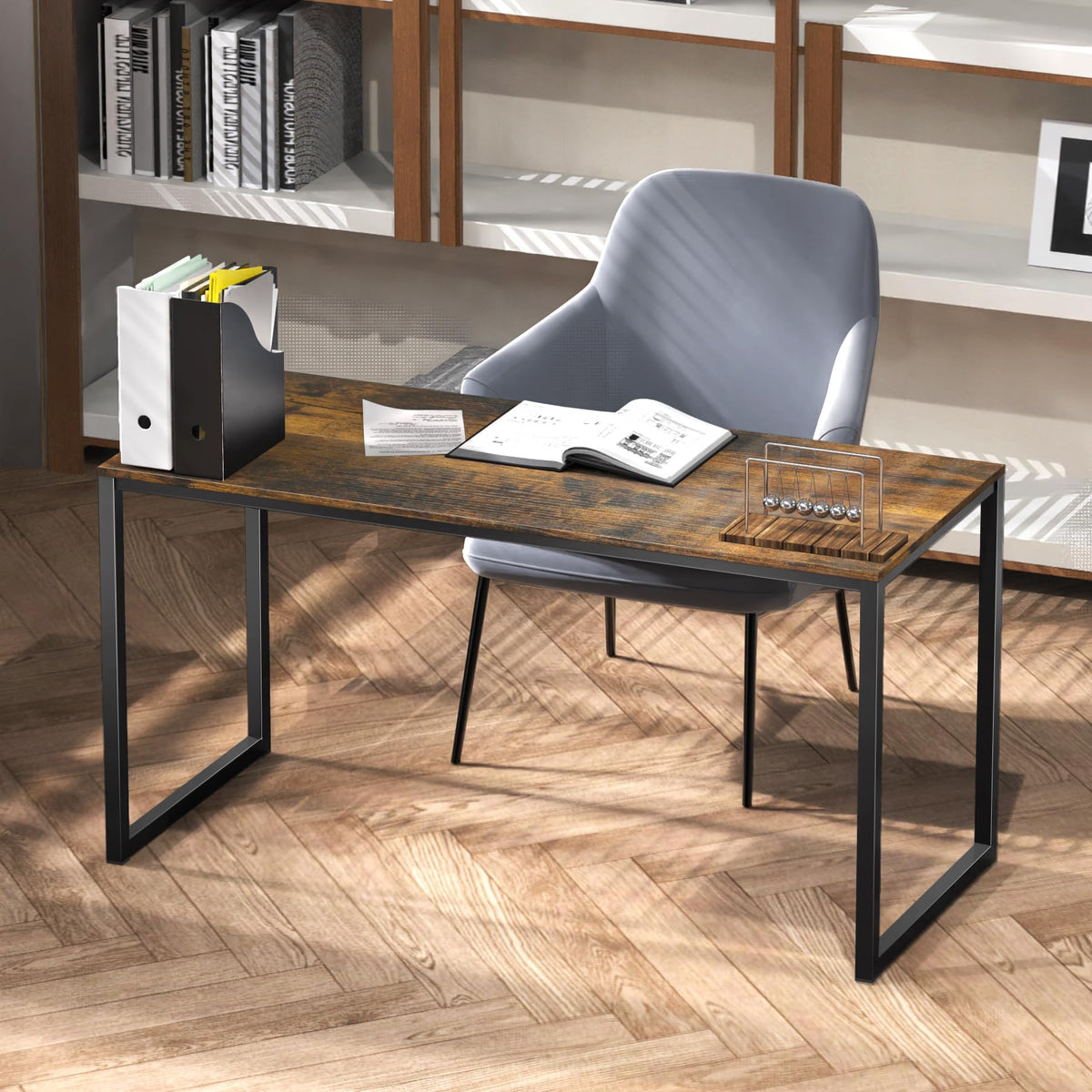 SHW Mission 32-Inch Desk with 5-year warranty communicates long-term reliability.