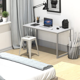 SHW Mission 40inch desk frame closeup white emphasizes powder-coated steel durability