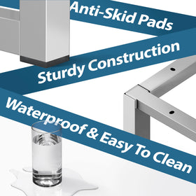 SHW Mission 40inch desk leg detail white demonstrates stable support