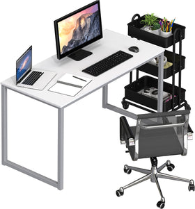 SHW Mission 40inch desk monitor area white ideal for dual-device setup