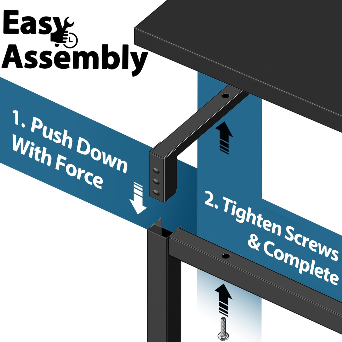 SHW Mission 40-Inch Desk steel frame close-up with powder-coated finish