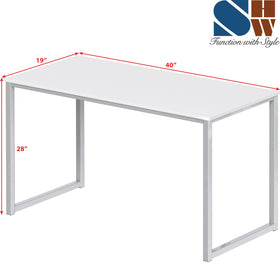 SHW Mission 40inch desk top-down white showing clean surface for laptop setup
