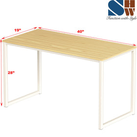 SHW Mission 40-Inch Oak desk assembly guide image illustrating quick setup