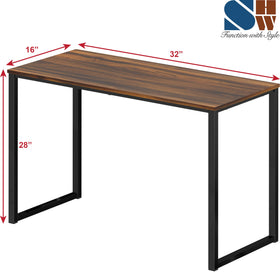 SHW Mission desk top view reveals ample workspace for laptop and monitor.