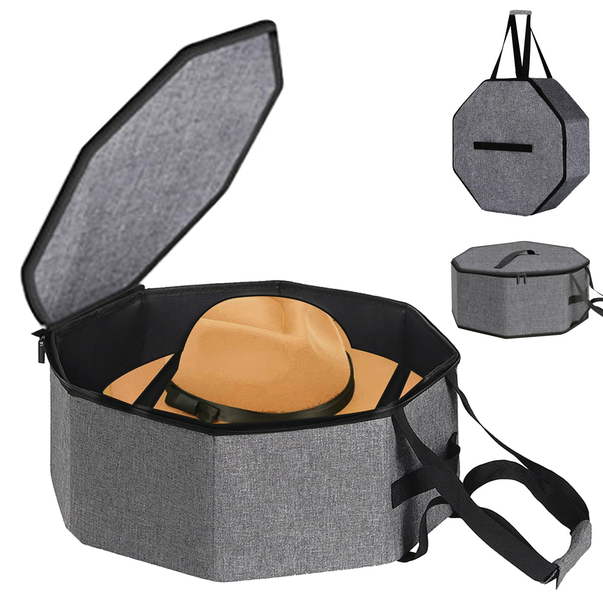 SHWWQUE hat storage bag front view keeps hats neatly organized on the go
