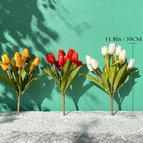 Shyshining artificial tulips outdoor pack 02 with bendable stems for flexible setups.