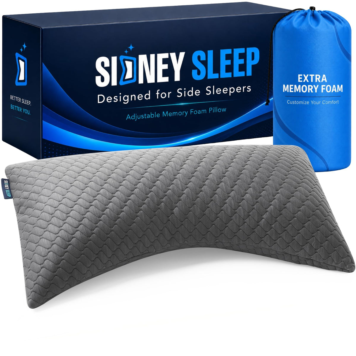 Sidney Sleep adjustable curved pillow balance for customizable neck and shoulder support