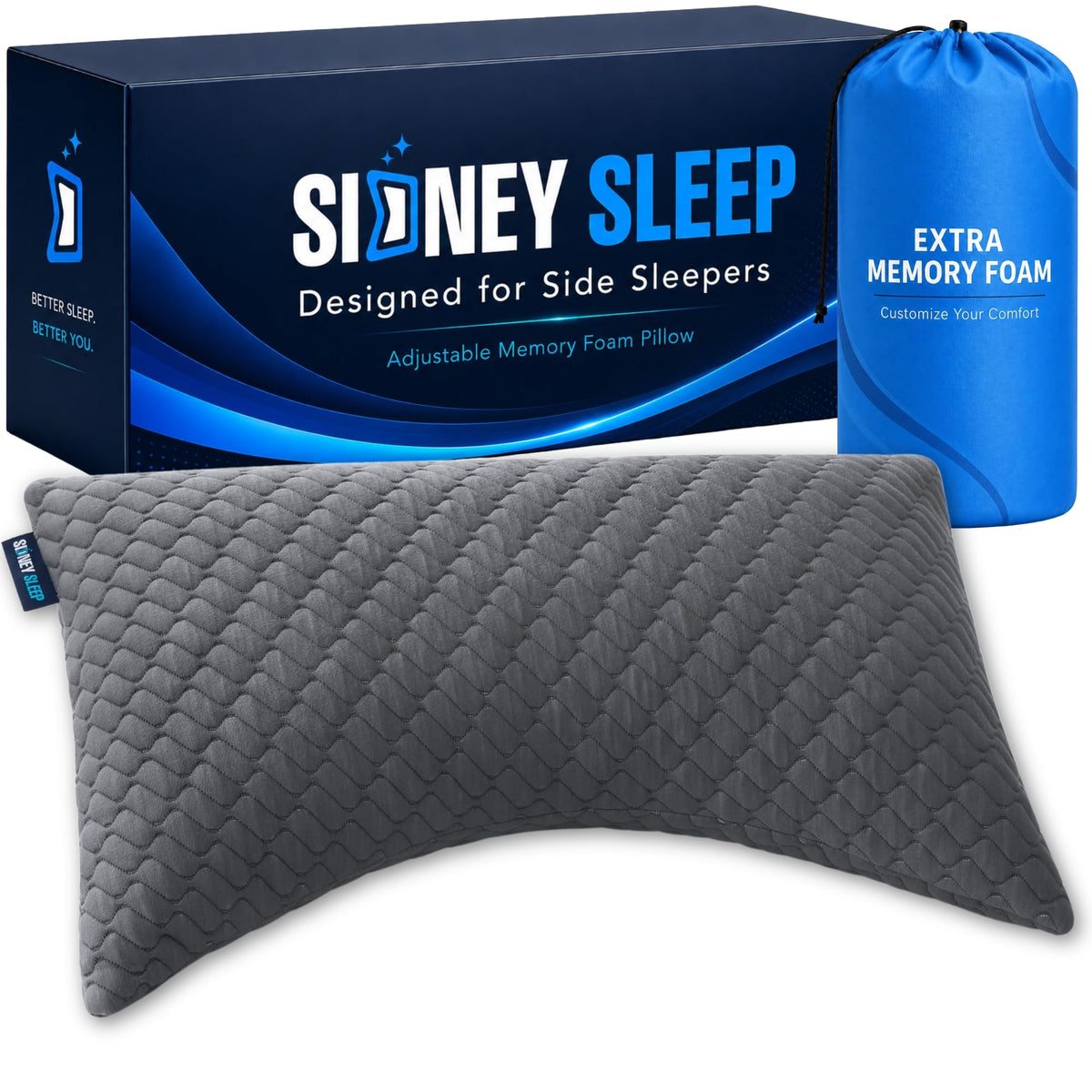 Sidney Sleep adjustable pillow neck support for personalized comfort and proper alignment.