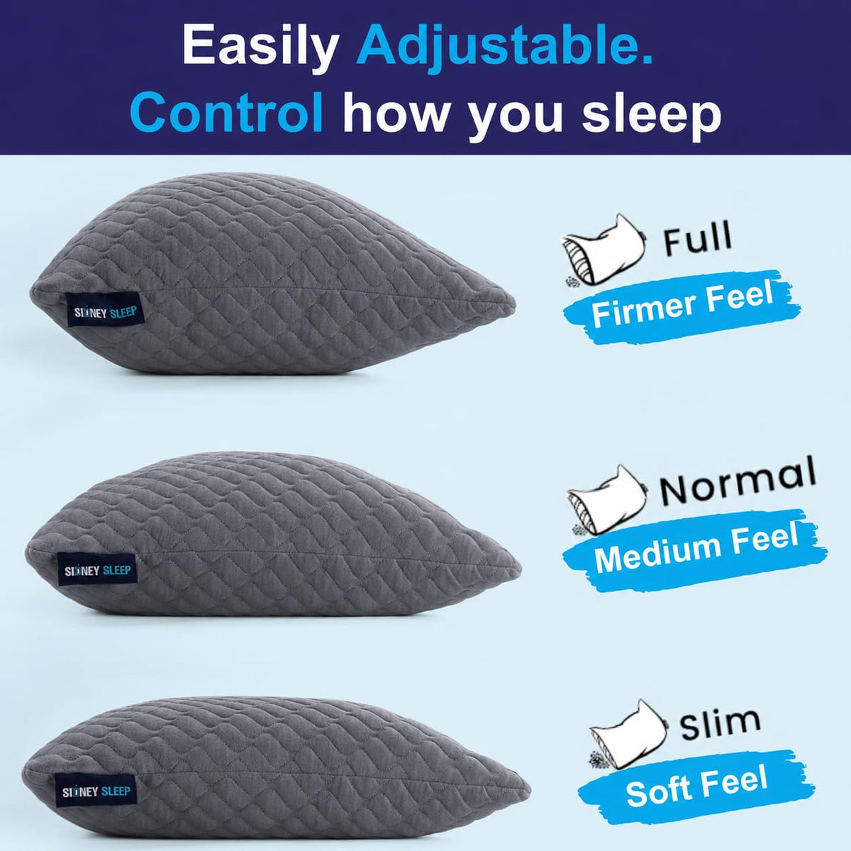 Sidney Sleep curved design supports side and back sleepers for spinal-friendly comfort.