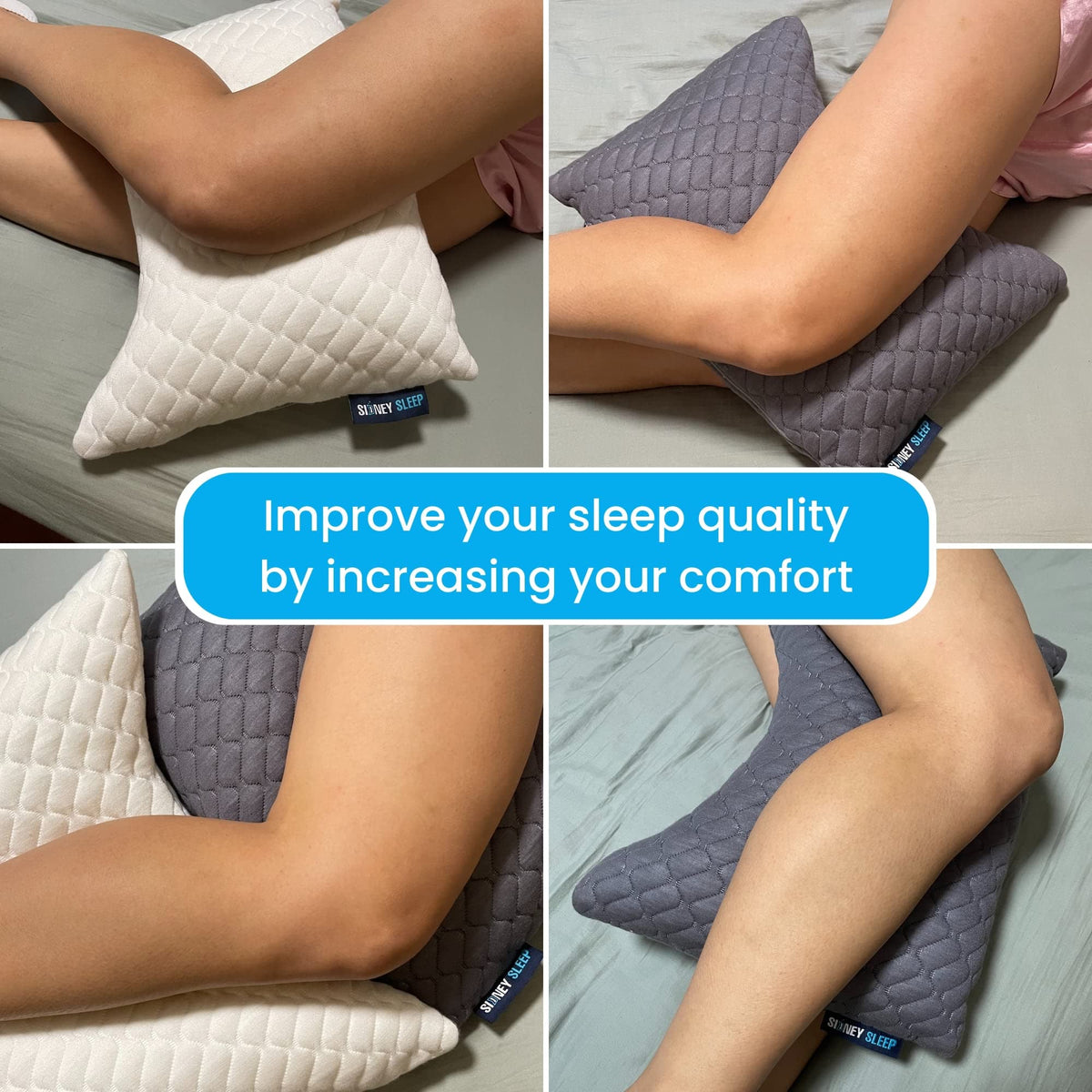 Sidney Sleep mini curved-design pillow contours to the body for cozy sleep.