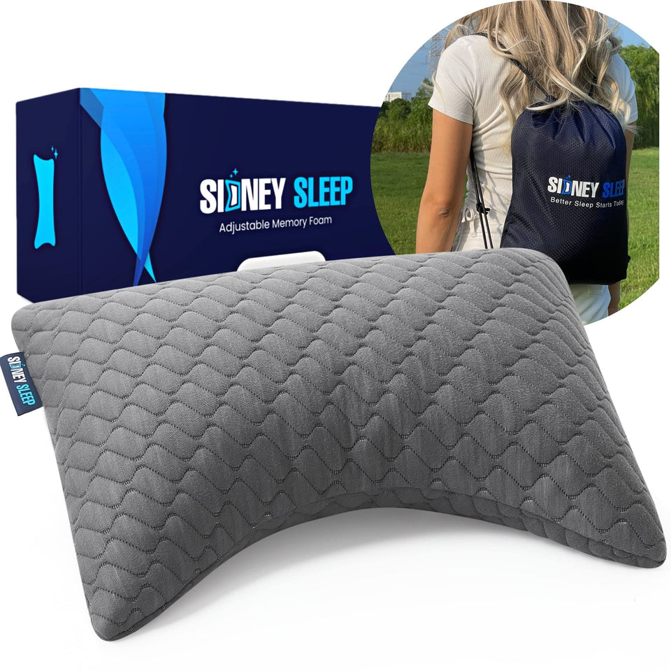 Sidney Sleep mini travel neck pillow offers compact neck support for on-the-go comfort.