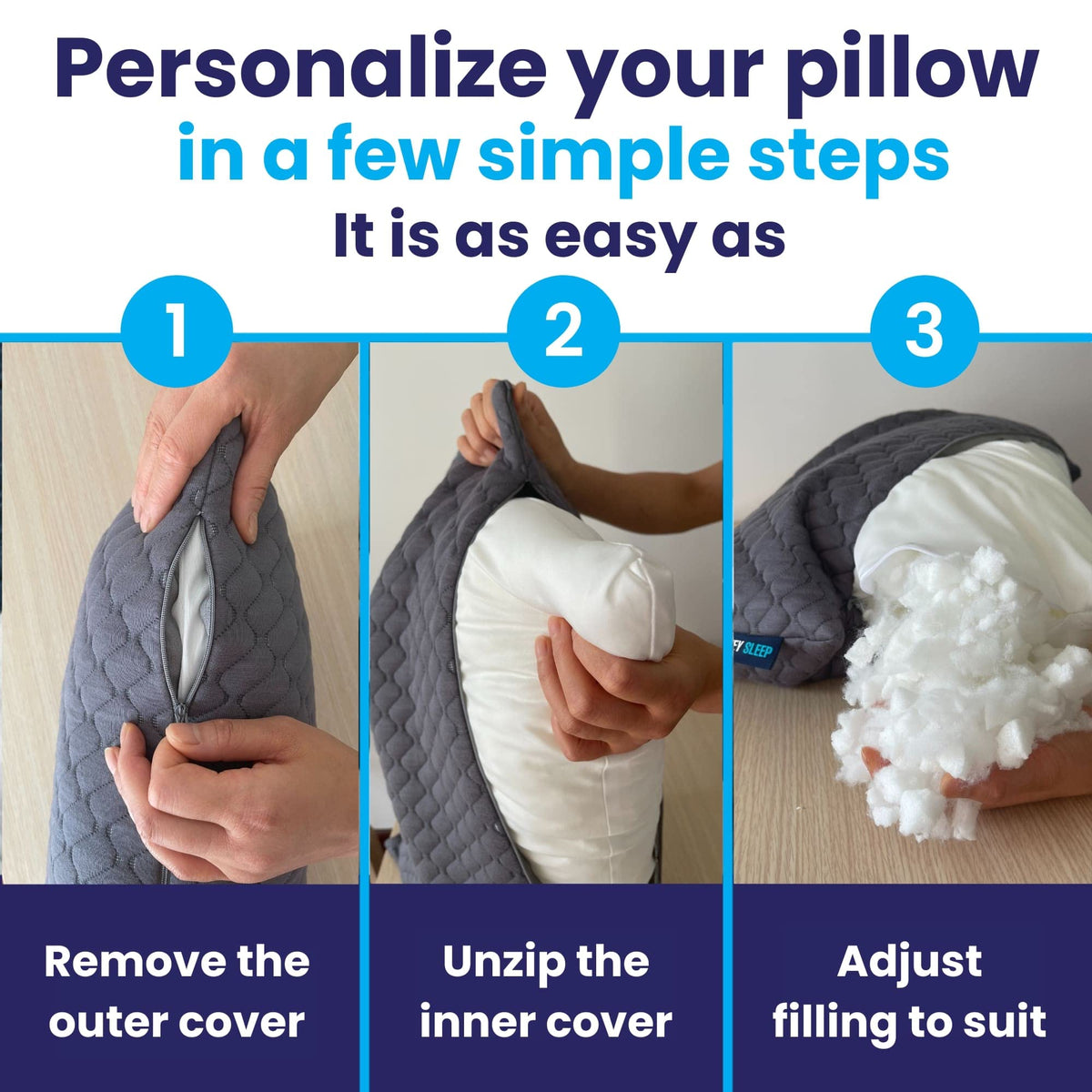 Sidney Sleep mini washable-cover keeps the pillow clean between trips.