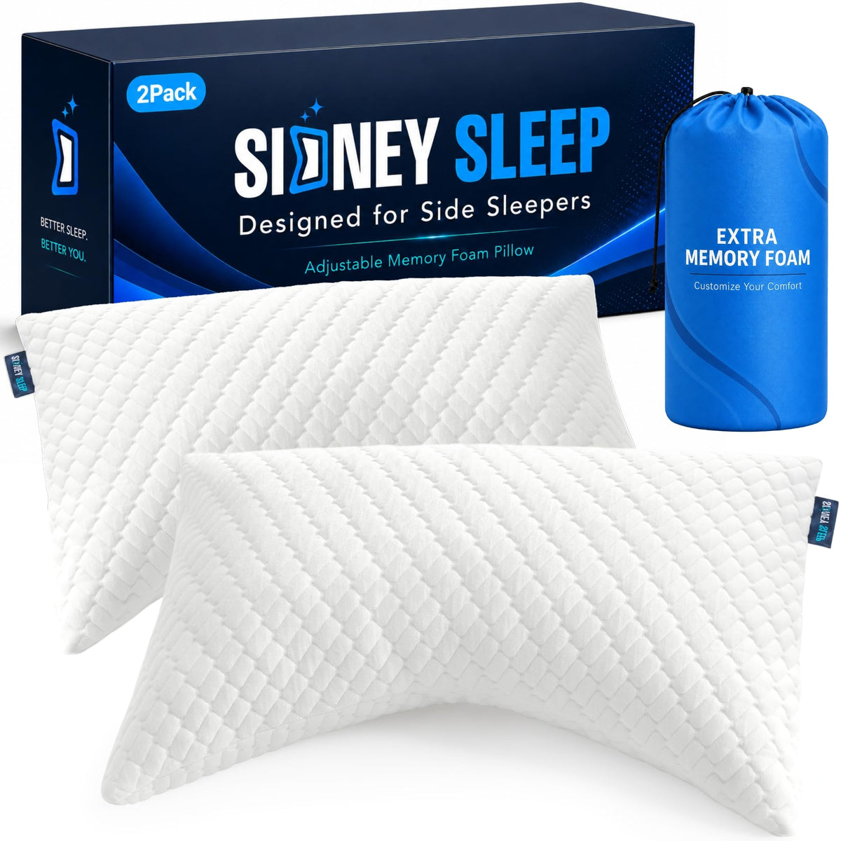 Sidney Sleep pillow with adjustable filling for personalized neck support at night