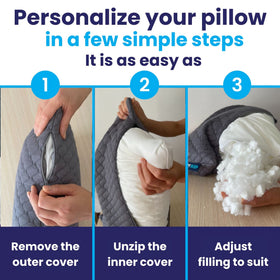 Sidney Sleep queen-size pillow pair with extra foam for adjustable loft options.