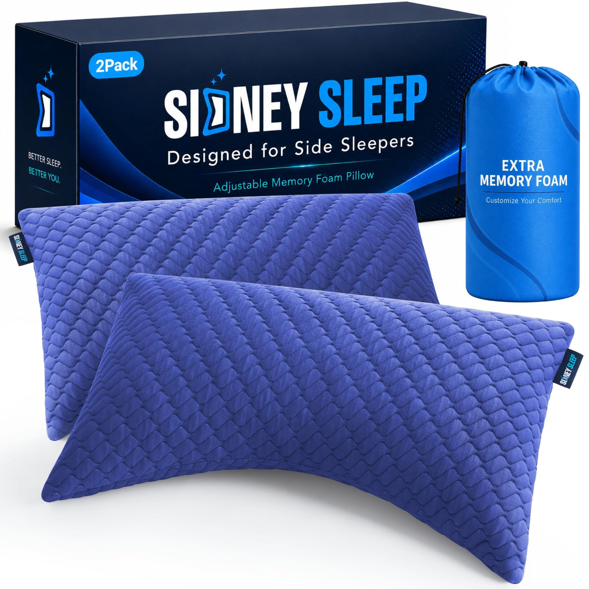 Sidney Sleep two queen pillows with adjustable filling for personalized loft