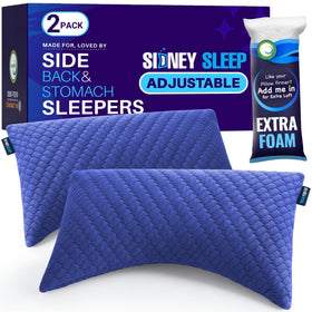 Breathable blue cover on Sidney Sleep pillow for cooler nights