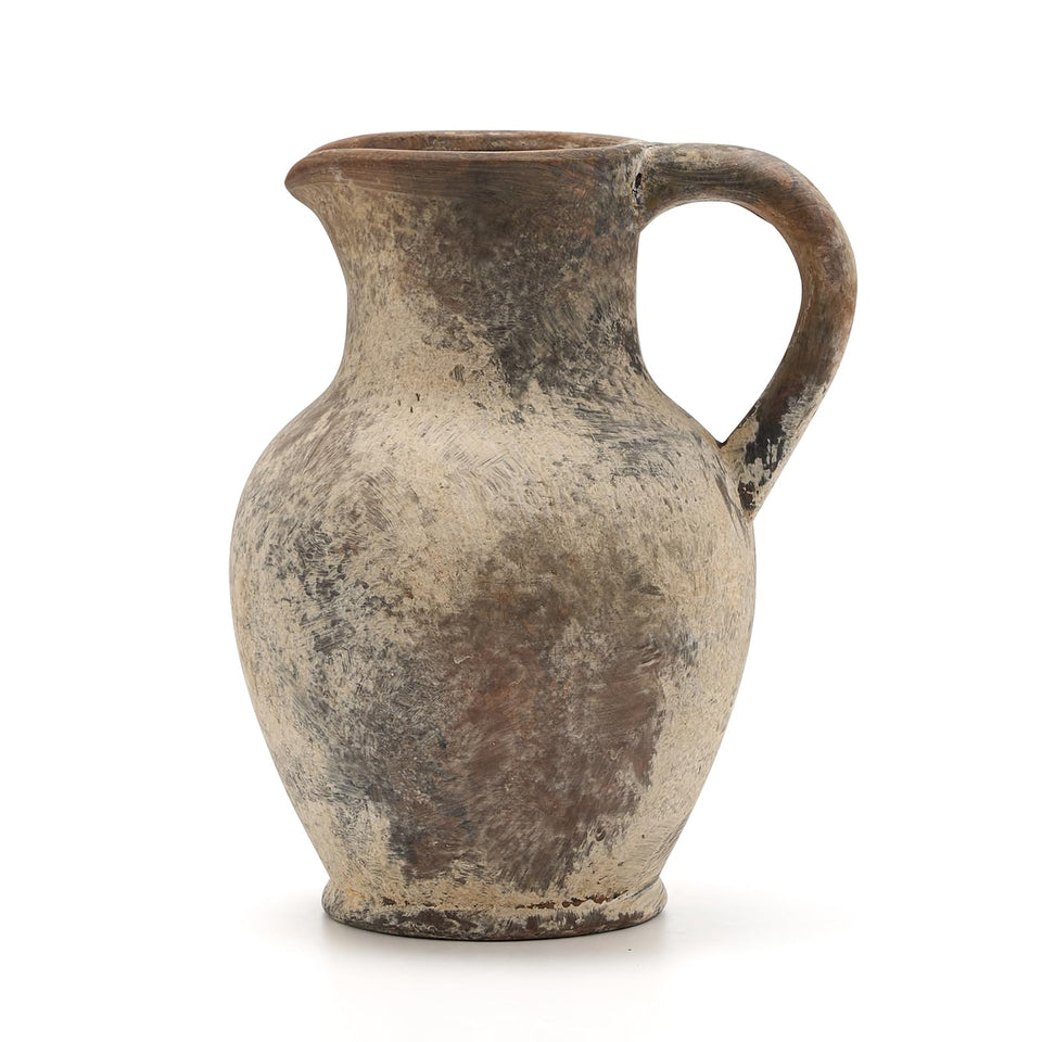SIDUCAL Ceramic Rustic Farmhouse Vase with Handle in gray, ideal for centerpieces.