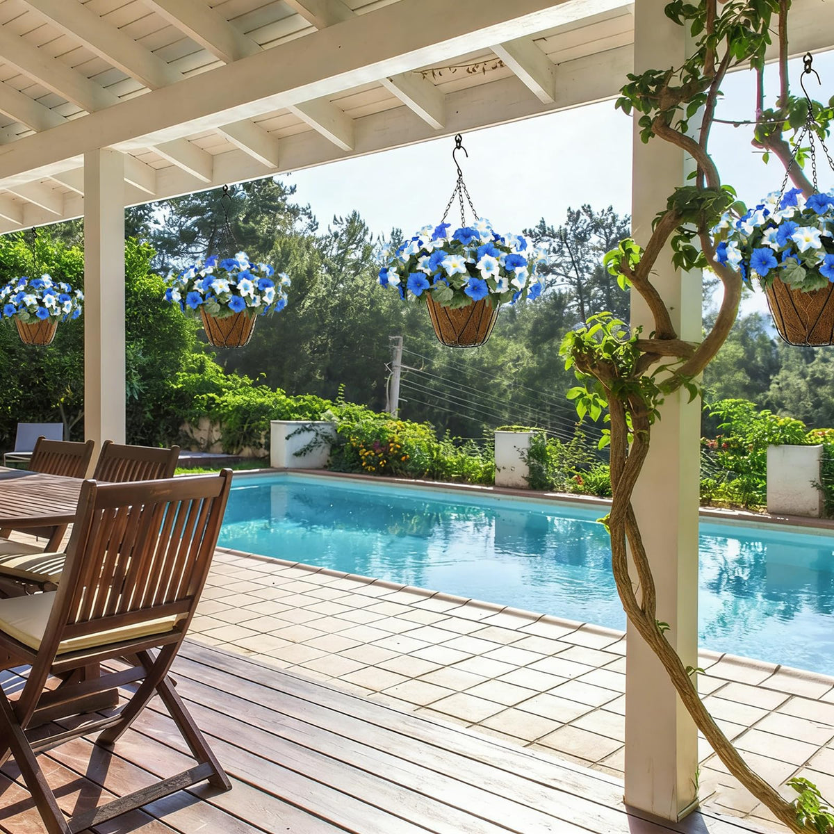 SIECCY silk-like petunias blue-white for balcony railing display