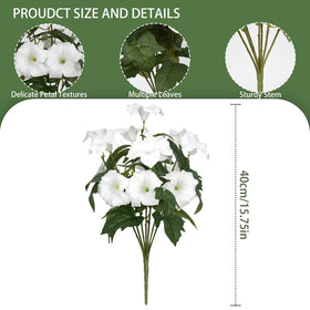 SIECCY outdoor faux petunias decorating a front porch with white blooms.