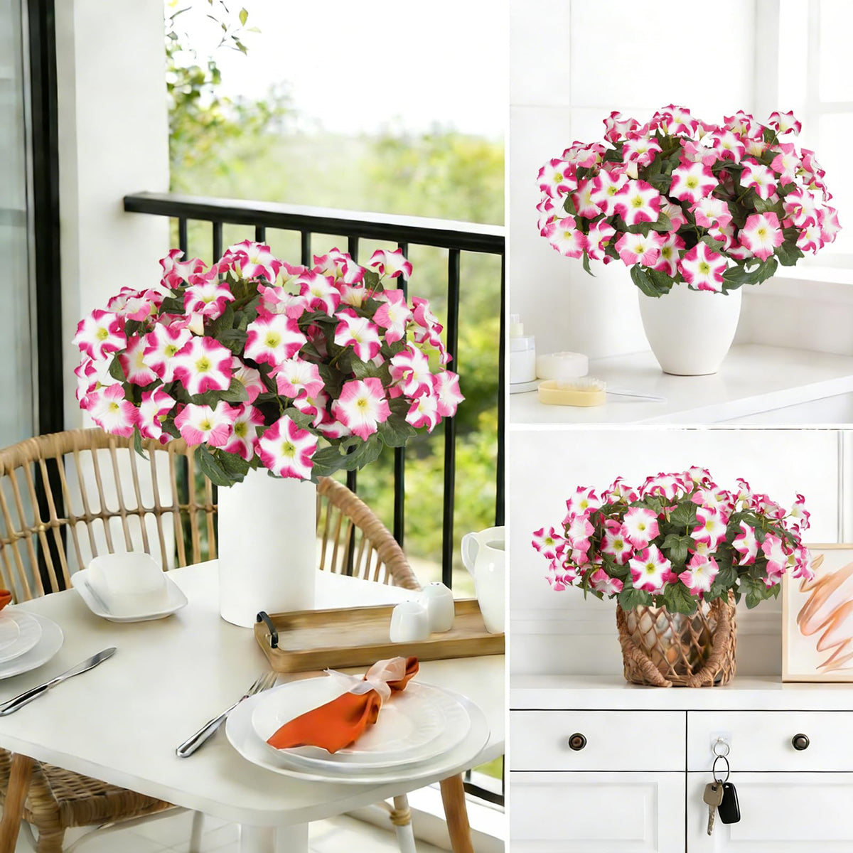 SIECCY petunias hanging basket display adds color without watering