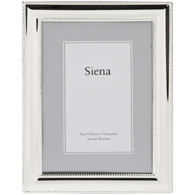 Siena double border bead silver frame front view highlights 5x7 memories with tarnish resistance