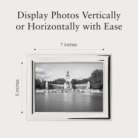 Siena silver finish frame interior and exterior borders create timeless display for photos