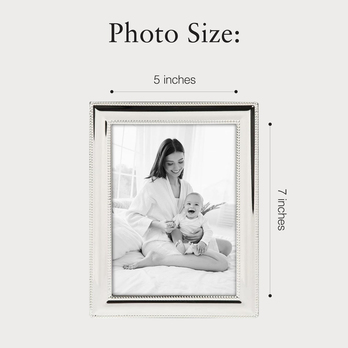 Siena silver bead border frame side angle adds elegance to portrait or landscape prints